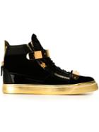 Giuseppe Zanotti Design Coby Hi-top Sneakers, Men's, Size: 39, Blue, Leather/cotton/rubber