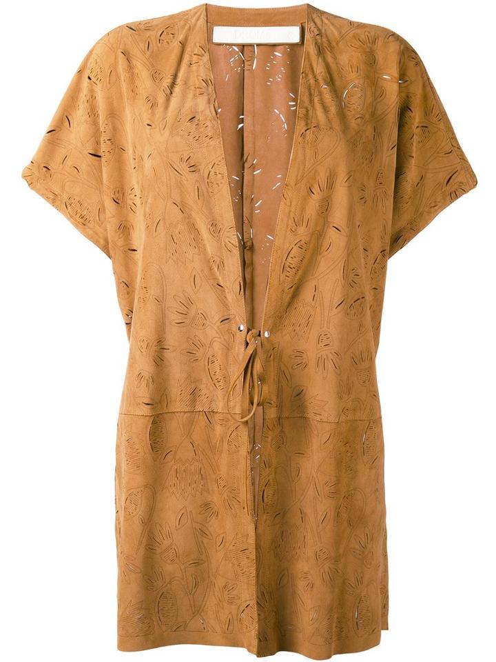 Drome Tied Fastening Shortsleeved Coat, Women's, Size: Xxl, Brown, Leather