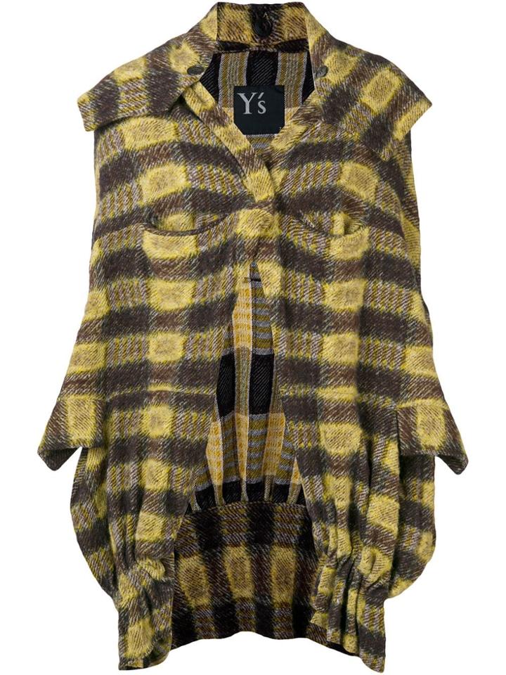 Yohji Yamamoto Vintage Check Print Hooded Cardigan - Yellow