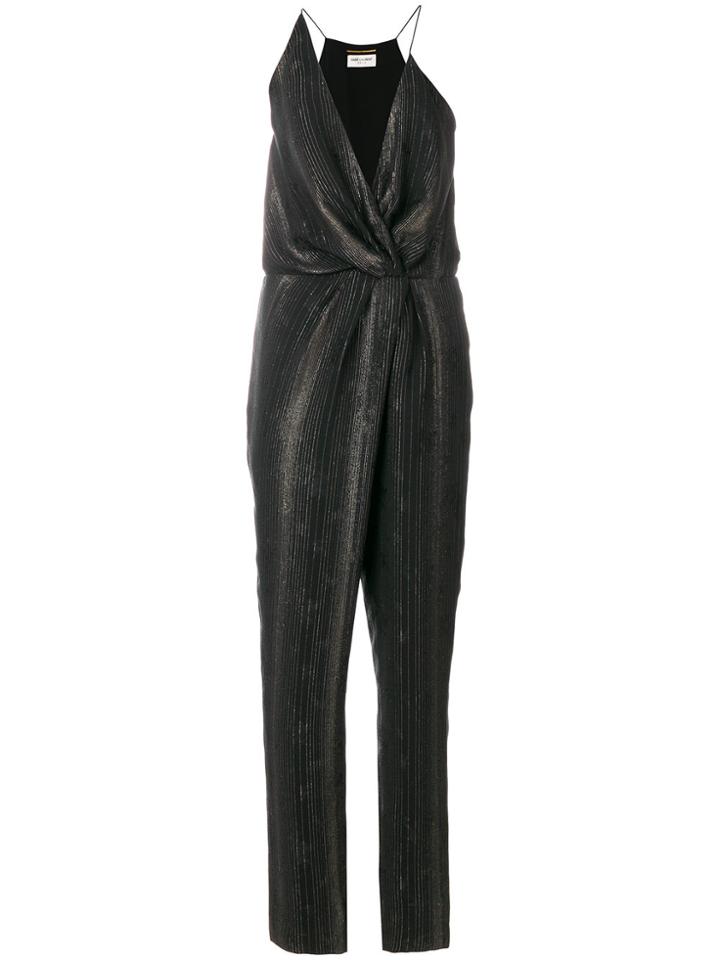 Saint Laurent Metallic Striped Jumpsuit - Black