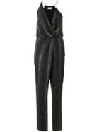 Saint Laurent Metallic Striped Jumpsuit - Black