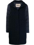 Herno Knitted Front Padded Zip-up Coat - Blue