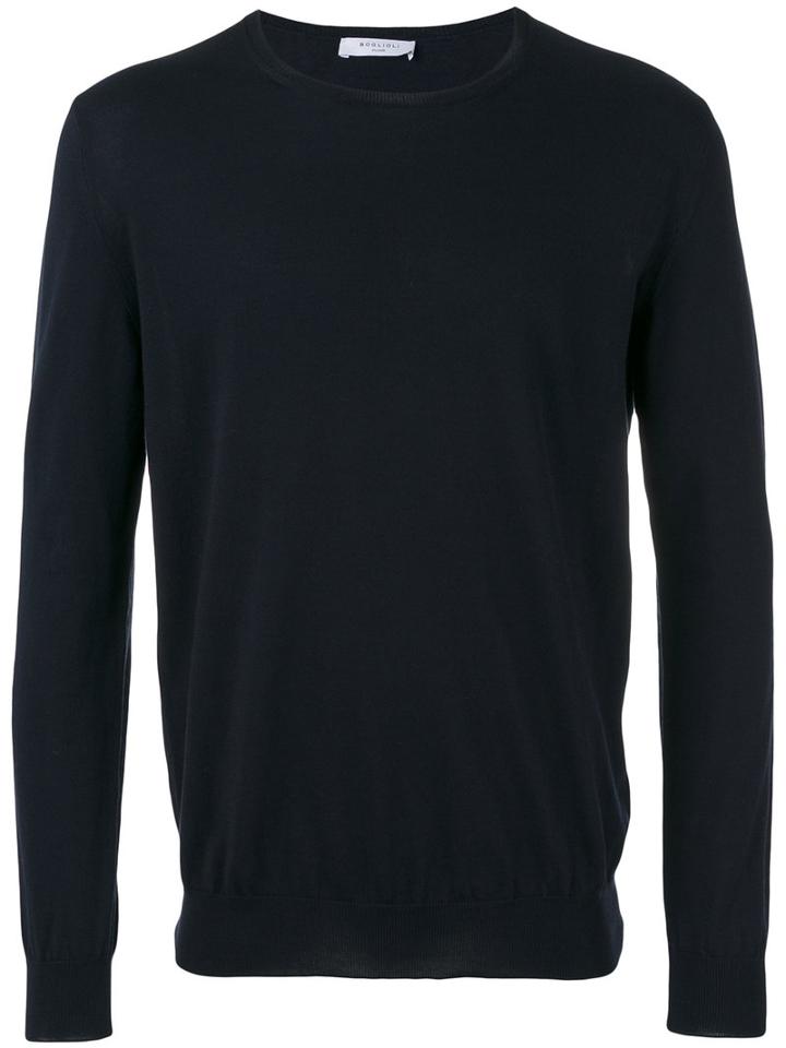 Boglioli Crew Neck Sweater, Men's, Size: Large, Blue, Cotton