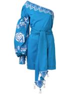 Single Sleeve Belted Playsuit - Women - Cotton - 2, Blue, Cotton, Yuliya Magdych