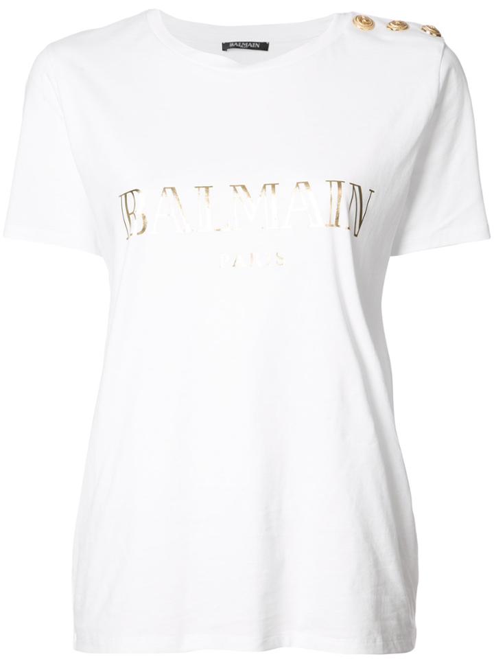Balmain Printed Logo T-shirt - White