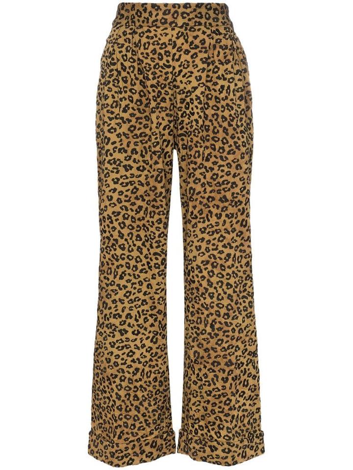 Mara Hoffman Caressa Leopard Print High-waisted Wide Leg Trousers -