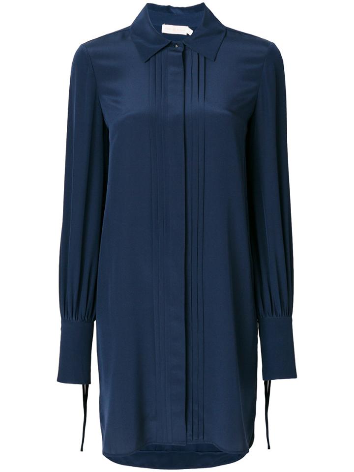 Tory Burch Pleat Detail Shirt Dress - Blue