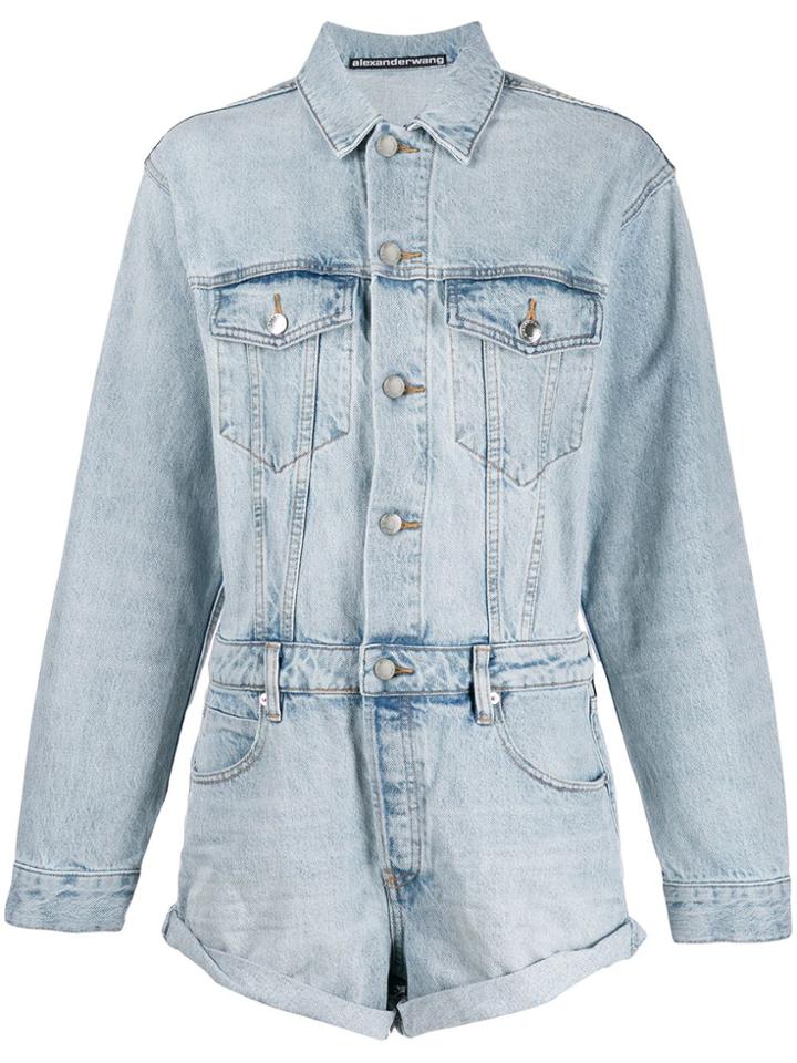 T By Alexander Wang Denim Playsuit - Blue