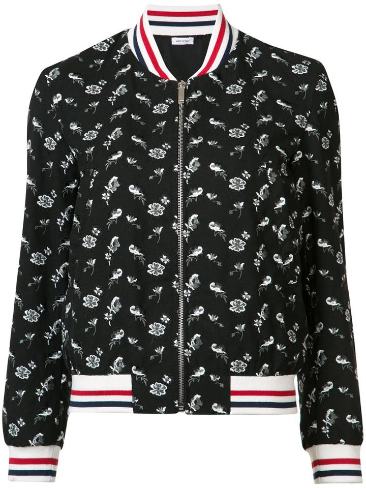 Thom Browne - Printed Bomber Jacket - Women - Linen/flax/acetate - 42, Black, Linen/flax/acetate