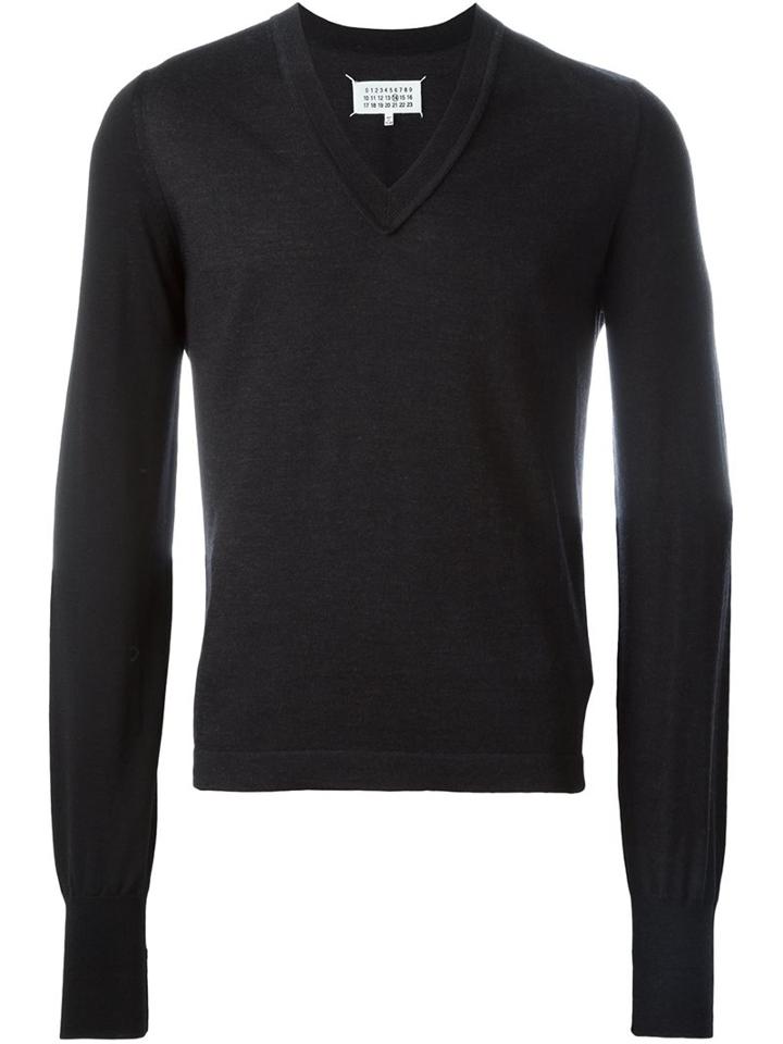 Maison Margiela Colour Block Sweater, Men's, Size: Large, Black, Wool