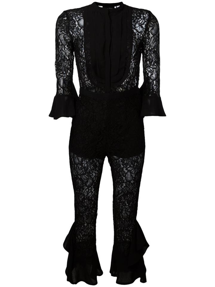 Floral Lace Jumpsuit - Women - Polyamide/polyester/viscose - 40, Black, Polyamide/polyester/viscose, Christian Pellizzari