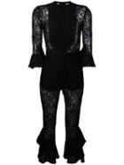 Floral Lace Jumpsuit - Women - Polyamide/polyester/viscose - 40, Black, Polyamide/polyester/viscose, Christian Pellizzari