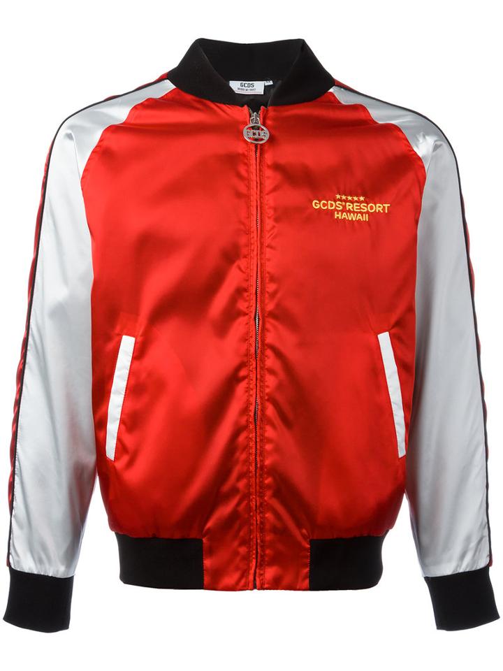 Gcds Metallic Bomber Jacket, Men's, Size: Medium, Red, Polyester/polyimide