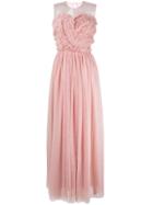 P.a.r.o.s.h. Frill Tulle Maxi Dress - Nude & Neutrals