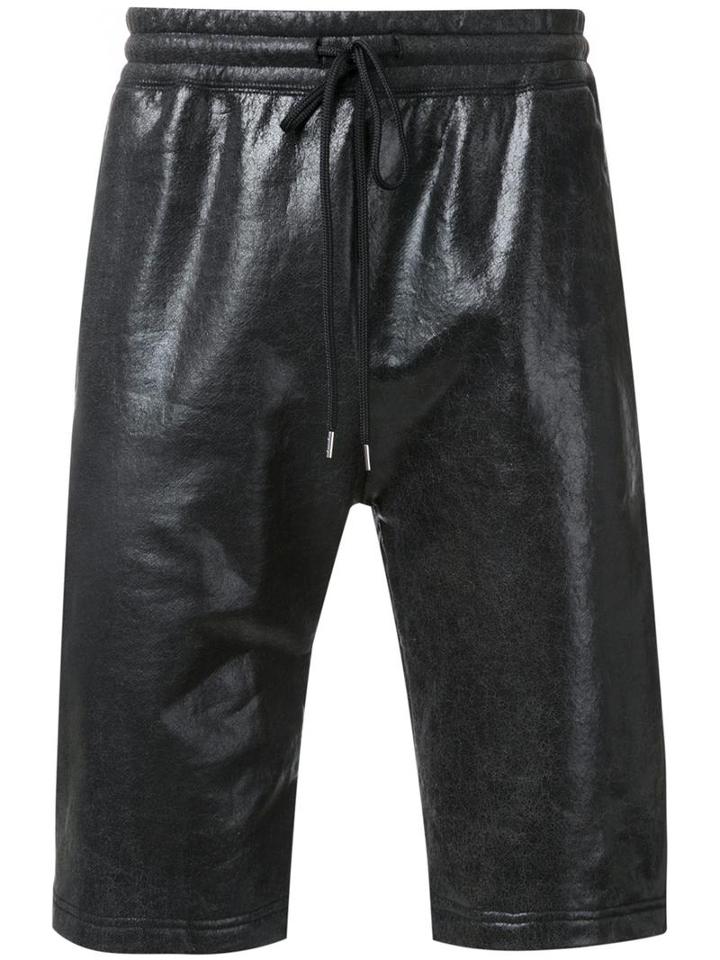 Miharayasuhiro Coated Track Shorts, Men's, Size: 48, Black, Cotton