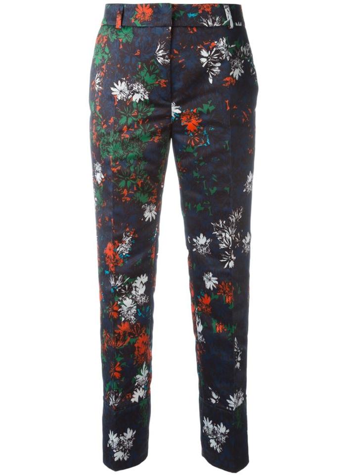 Cédric Charlier Floral Print Cropped Trousers, Women's, Size: 42, Blue, Polyester
