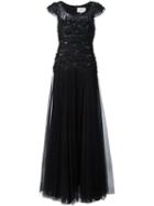 Carolina Herrera Wave Embroidered Gown, Women's, Size: 8, Black, Silk
