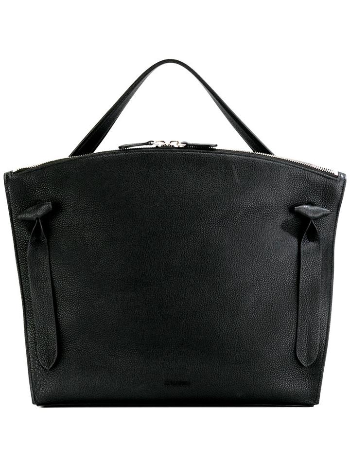 Jil Sander Hill Tote, Black, Leather/cotton