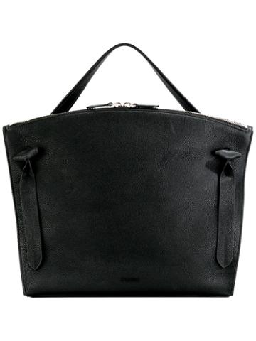 Jil Sander Hill Tote, Black, Leather/cotton