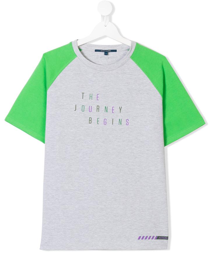 Aston Martin Kids Teen Colour Block Logo Print T-shirt - Grey