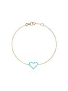 Rosa De La Cruz Chain Heart Pendant Bracelet - Blue