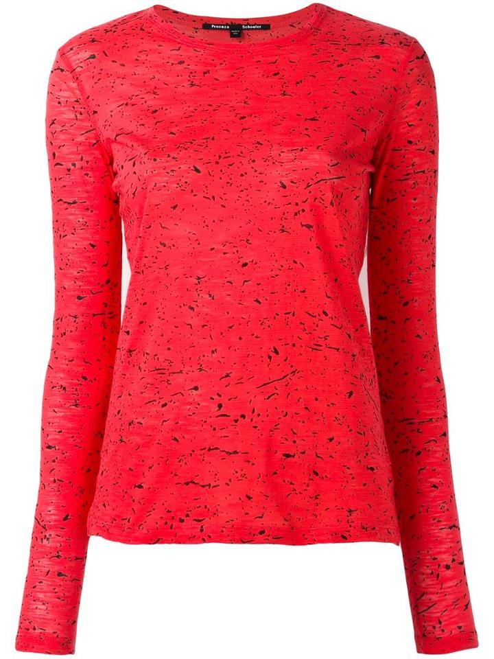Proenza Schouler Splatter Print Longsleeved T-shirt, Women's, Size: Xs, Red, Cotton
