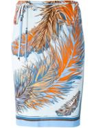 Emilio Pucci Feather Print Skirt, Women's, Size: 44, Viscose/silk
