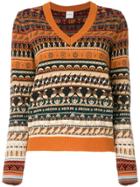 Paul Smith V-neck Fair Isle Sweater - Yellow & Orange