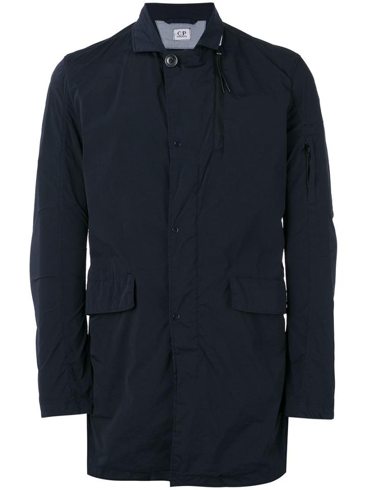 Cp Company Buttoned Pocket Coat, Men's, Size: 48, Blue, Polyamide/spandex/elastane