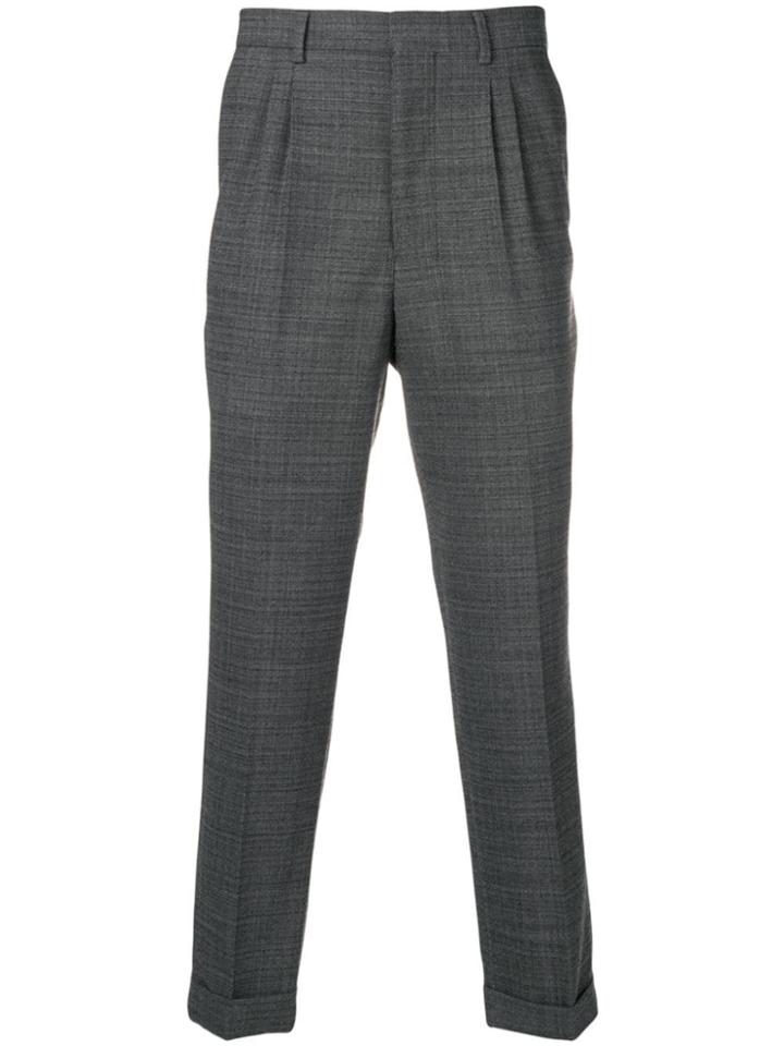 Ami Paris Carrot Fit Pleated Trousers - Grey