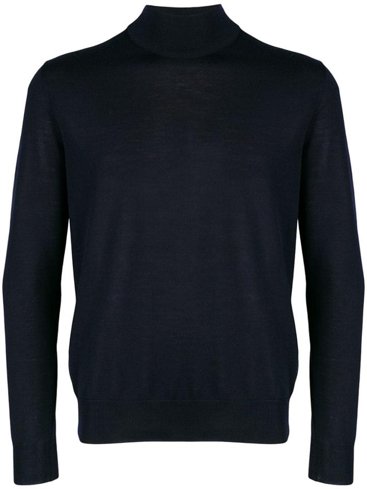 Canali Slim Fit Polo Neck - Blue