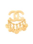 Chanel Vintage Medallion Fringe Brooch - Metallic