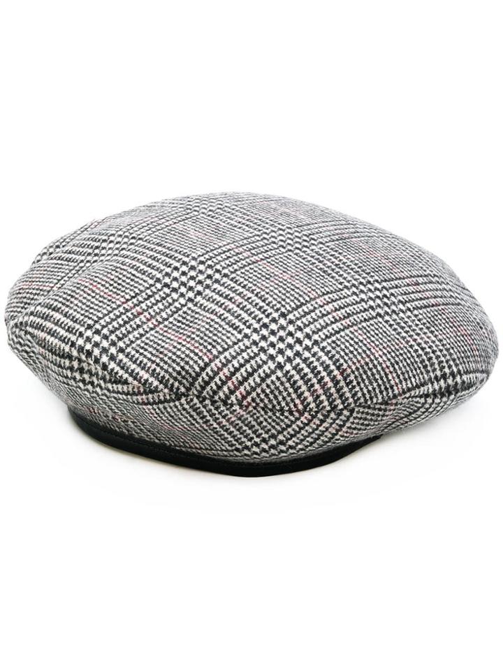 Don Paris Checked Military Beret - Grey