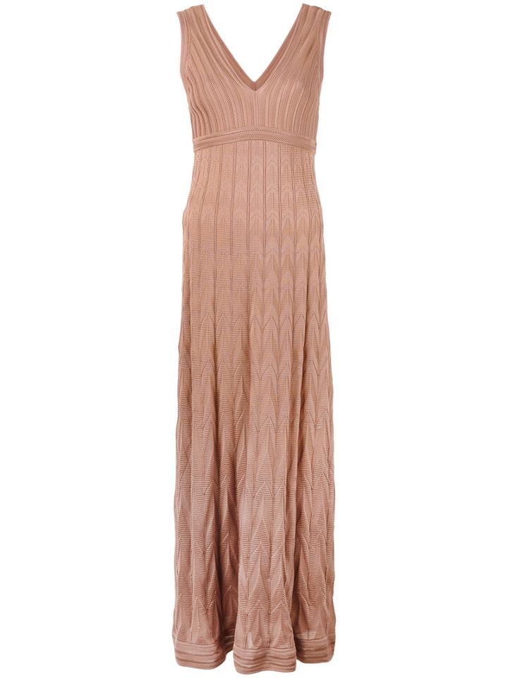 M Missoni - Chevron Detail Dress - Women - Cotton/polyester/viscose - 42, Nude/neutrals, Cotton/polyester/viscose