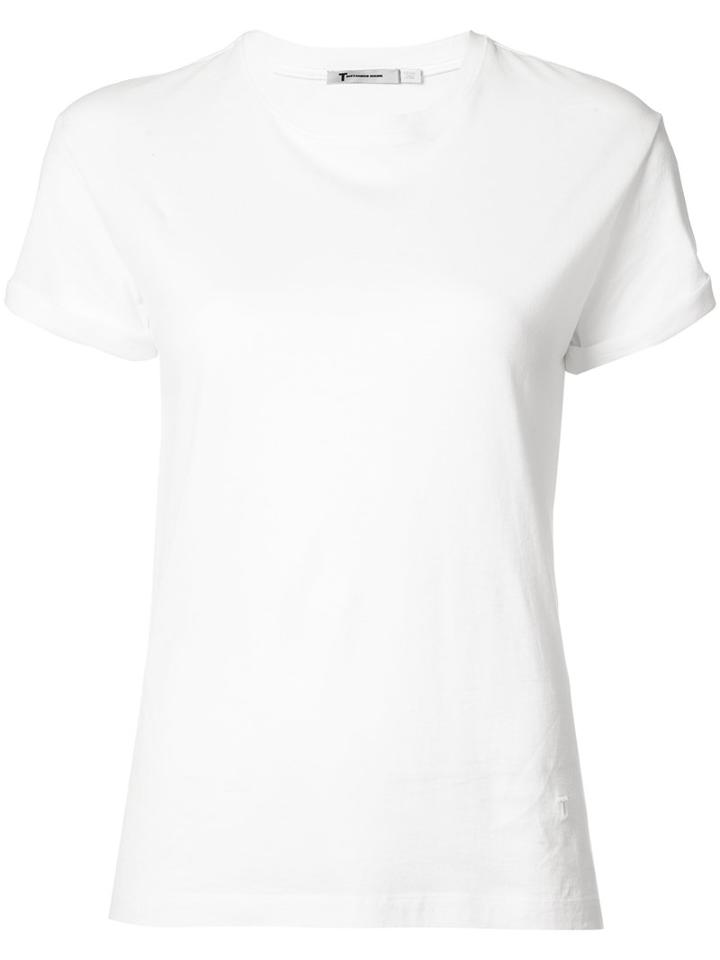 T By Alexander Wang - Cuffed Sleeve T-shirt - Women - Cotton - Xs, White, Cotton