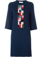 Tory Burch Woven Detail Shift Dress, Women's, Size: Xl, Blue, Polyester/viscose
