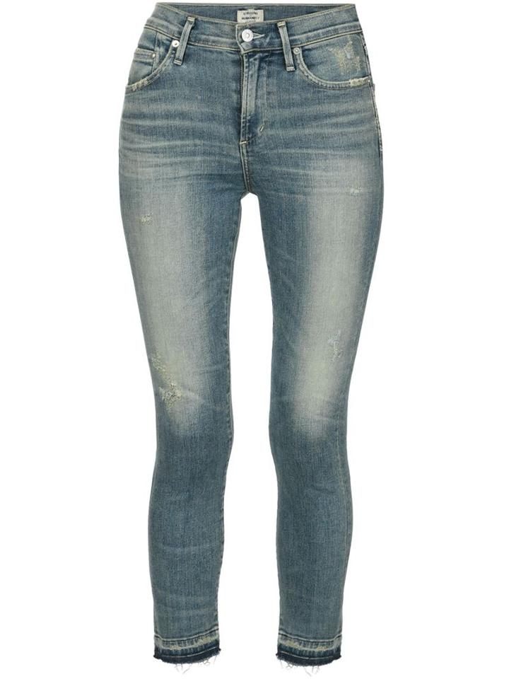 Citizens Of Humanity Distressed Skinny Jeans, Women's, Size: 24, Blue, Spandex/elastane/cotton