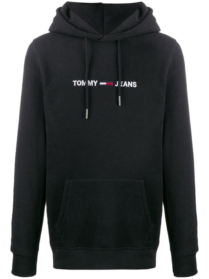 Tommy Jeans Embroidered Logo Hoodie - Black
