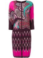 Etro Paisley Print Shift Dress, Women's, Size: 48, Purple, Silk/spandex/elastane