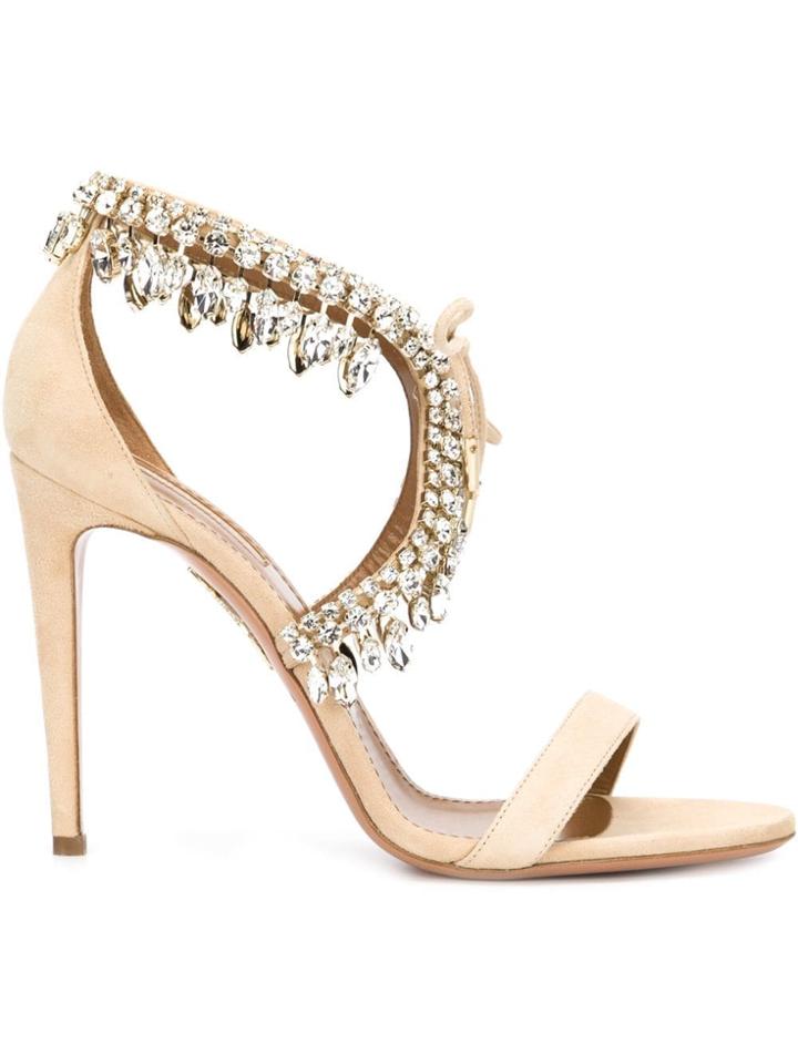 Aquazzura 'milla Jewel 105' Sandals - Nude & Neutrals