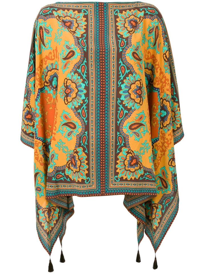 Etro Boat Neck Printed Poncho - Neutrals