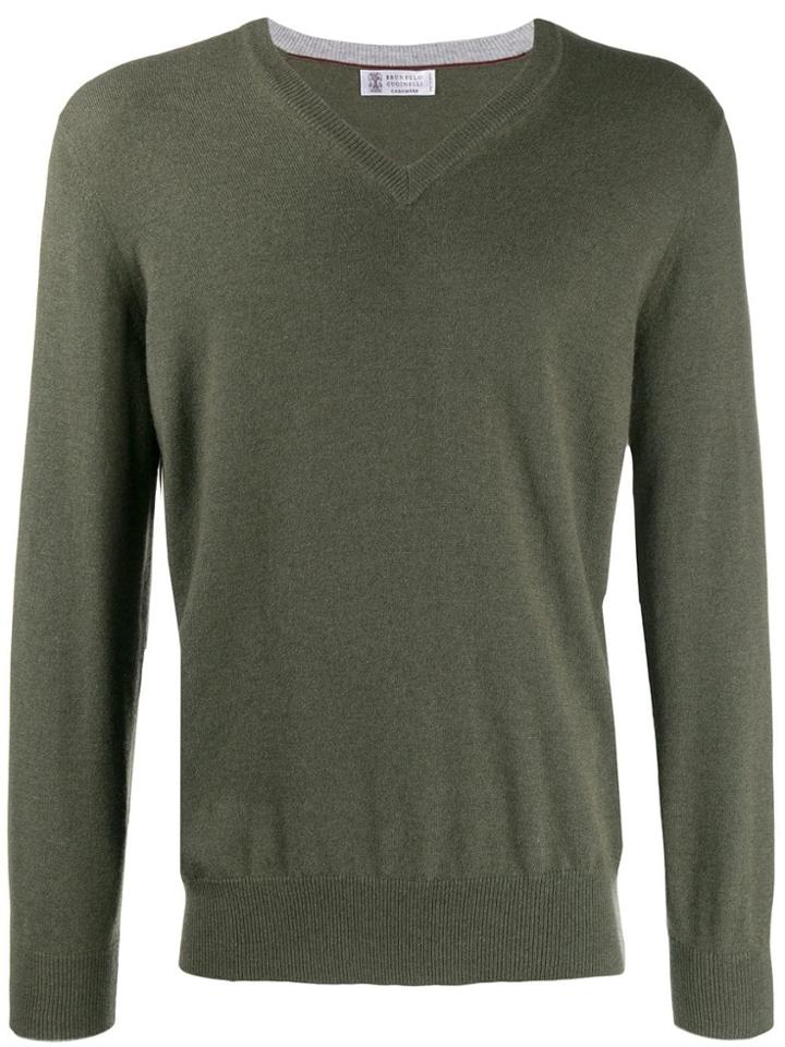 Brunello Cucinelli V-neck Sweater - Green