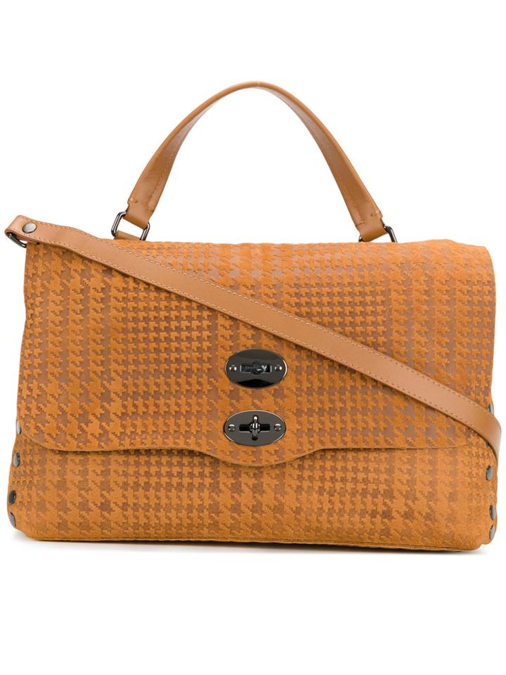 Zanellato Houndstooth Detailed Satchel Bag - Brown