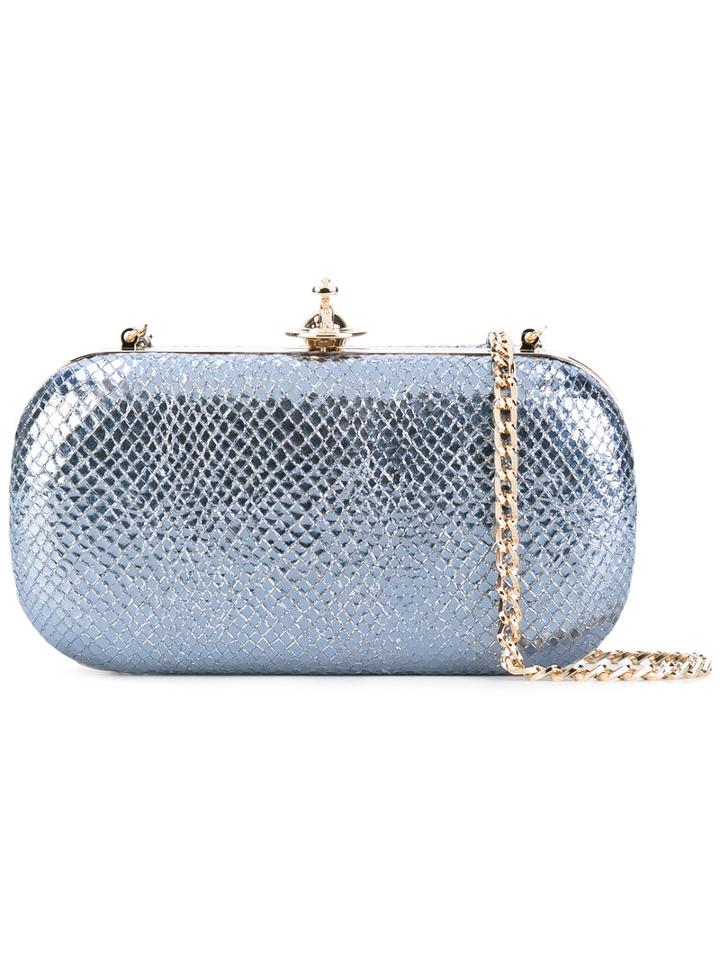 Vivienne Westwood - Glitter-effect Clutch - Women - Leather - One Size, Blue, Leather