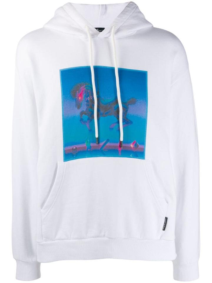 Marcelo Burlon County Of Milan Drawstring Graphic Print Hoodie - White
