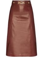 Gucci Horsebit Detail Midi Skirt - Brown