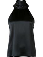 Galvan Tie Neck Tank Top, Women's, Size: 40, Black, Silk