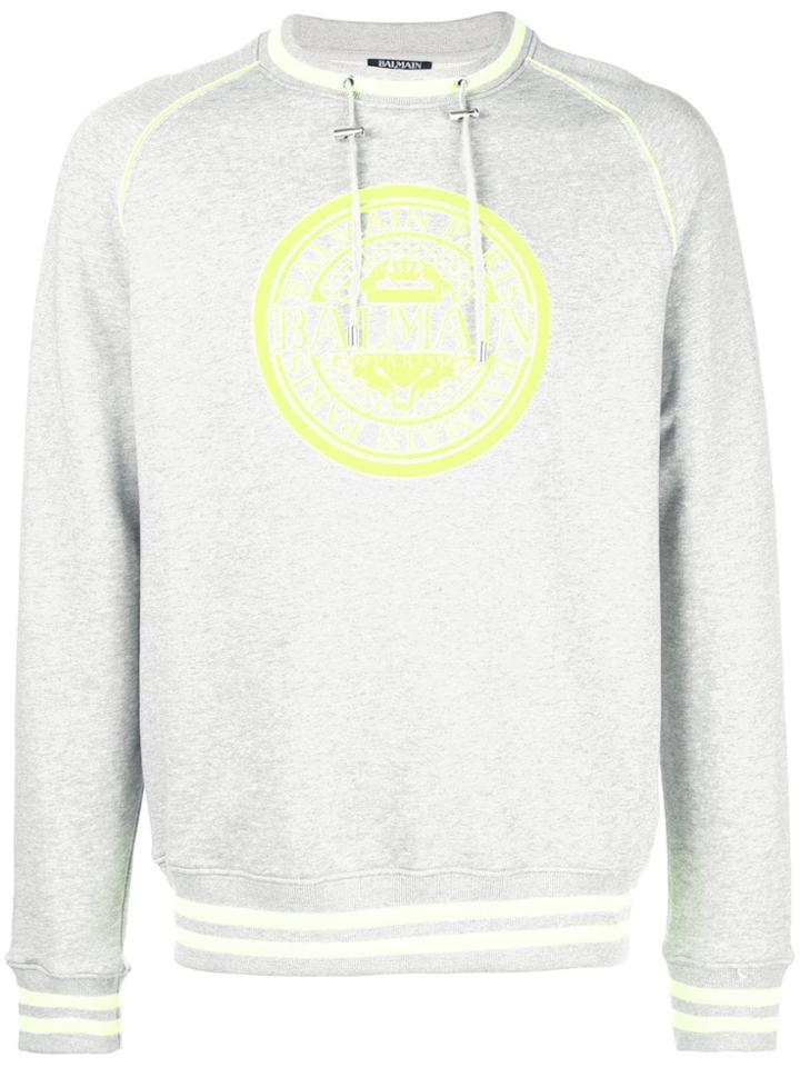 Balmain Contrast Logo Sweatshirt - Grey