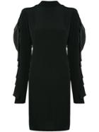 Strateas Carlucci Exposed Orchid Ruffled-sleeve Dress - Black