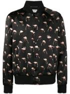 Saint Laurent Flamingo Print Bomber Jacket - Black